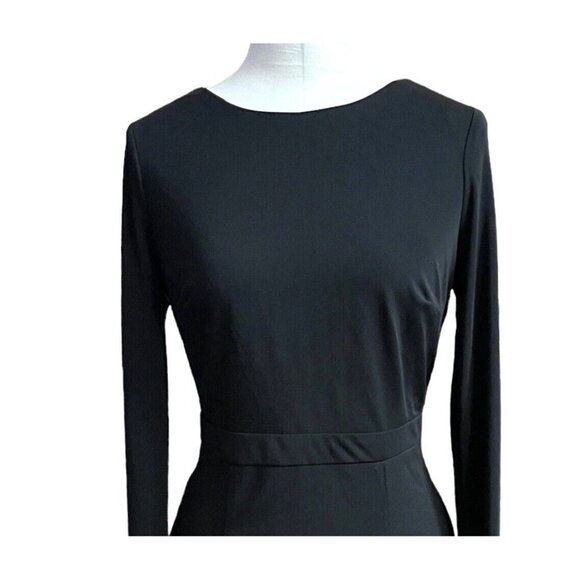 AQUA LUXE Little Black Dress Mini Bodycon Rhinestone Cuffs Women Small V-Back‎ - Picture 5 of 10